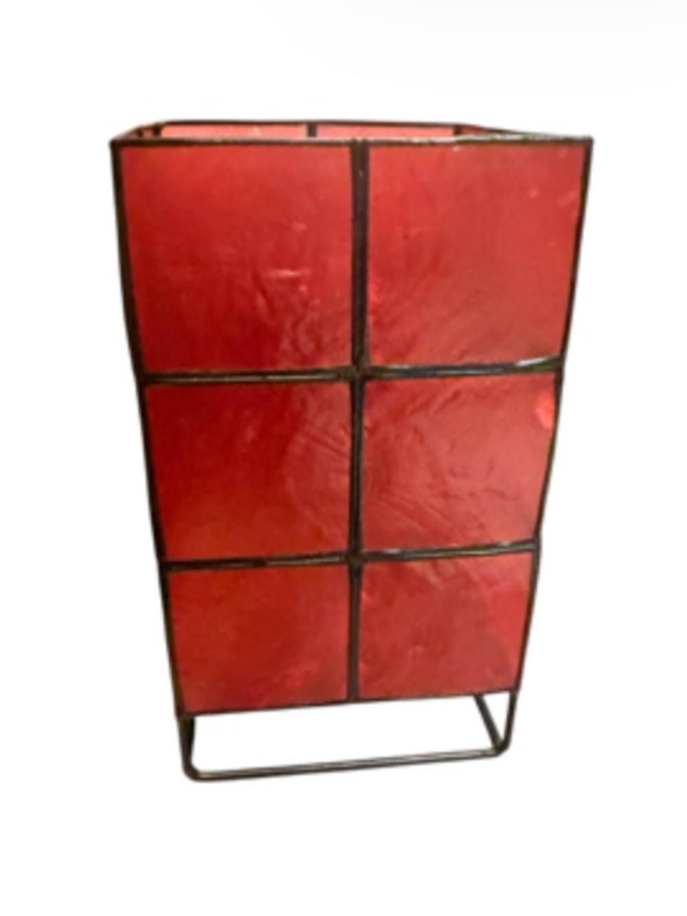 CAPIZ Shell candle holder with metal black base decor light accent piece red